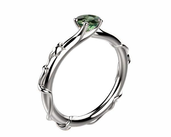 Bague saphir vert or blanc Tivoli 4 griffes