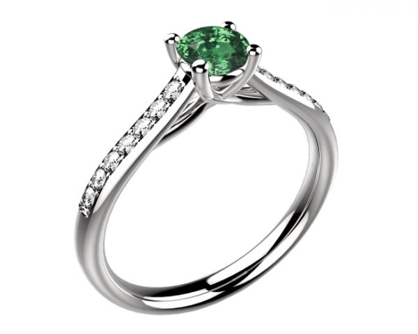 Bague saphir vert sur or blanc Dana avec un anneau serti de diamant