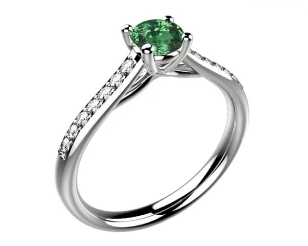 Bague saphir vert or blanc Dana diamant pavé