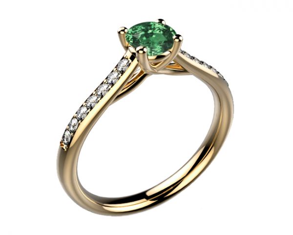 Bague saphir vert sur or jaune Dana avec un anneau serti de diamant