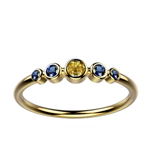 Ingénue bague saphir jaune et bleu or jaune