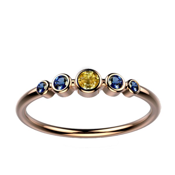 Ingénue bague saphir jaune et bleu or rose