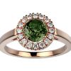 Bague saphir vert serti d'un halo de diamant sur or rose modèle Juliet L