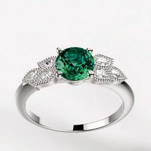 Bague saphir vert et diamant Lyra