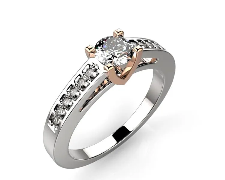 Bague diamant or blanc Adhara pavé bicolore rose