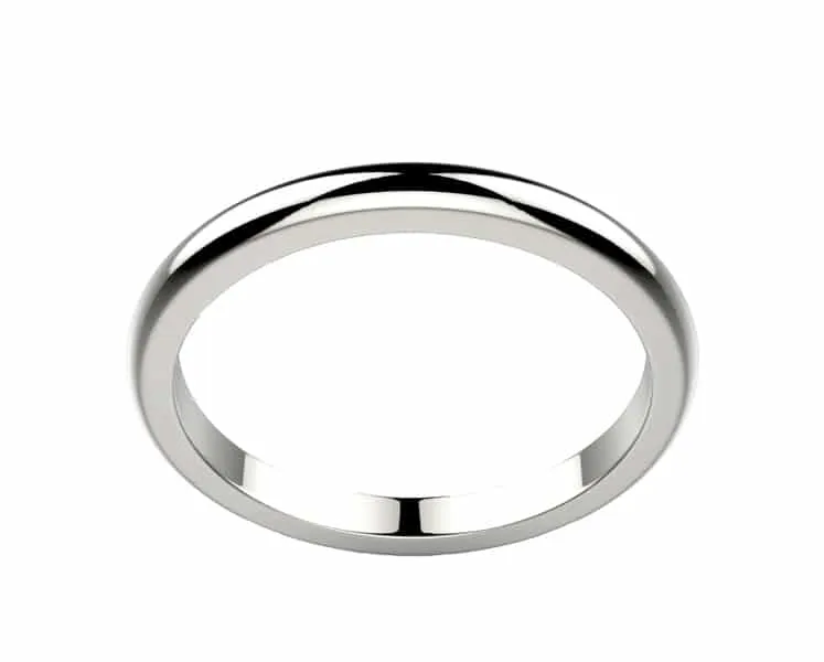 Alliance de mariage femme classique ethique demi jonc en or blanc avec tranche modèle Candide