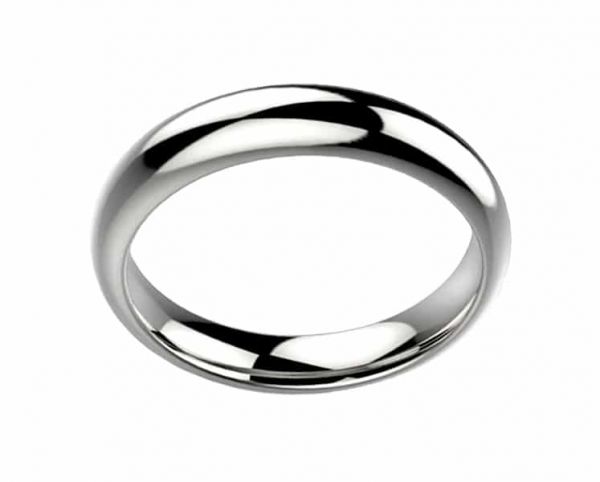Alliance de mariage en or blanc de forme demi-jonc bombé avec un intérieur confort modèle Rheia