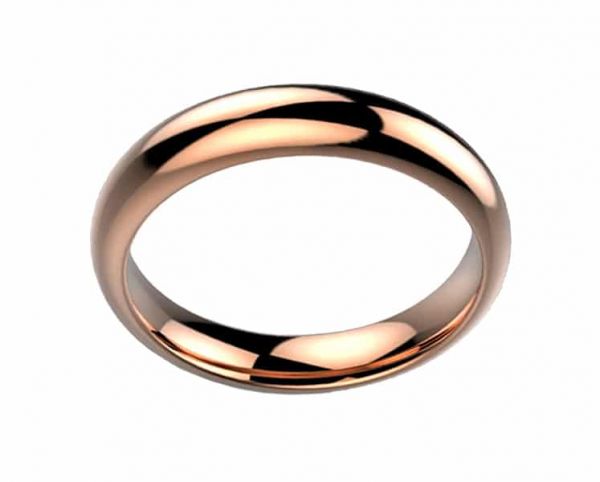 Alliance de mariage en or rose de forme demi-jonc bombé avec un intérieur confort modèle Rheia