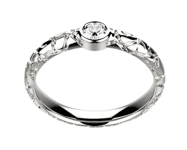 Bague Diamant or blanc Terres Sauvages clos