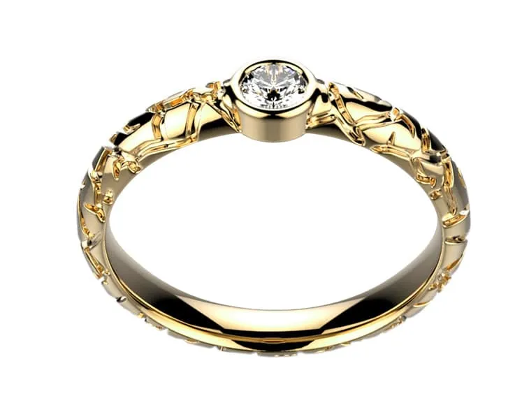 Bague Diamant or jaune Terres Sauvages clos
