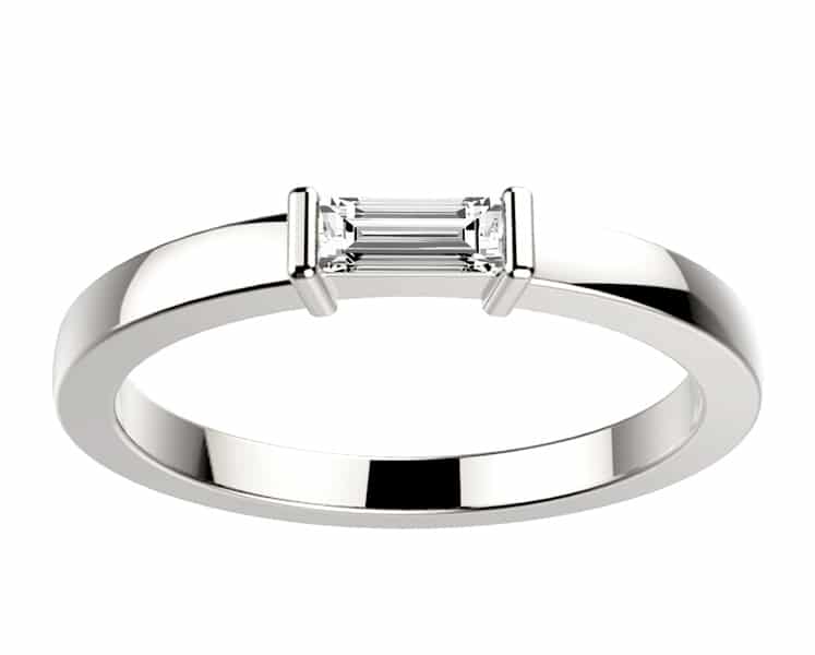 Alliance Diamant baguette 0.15 ct EssentiElle en or blanc sur un anneau droit