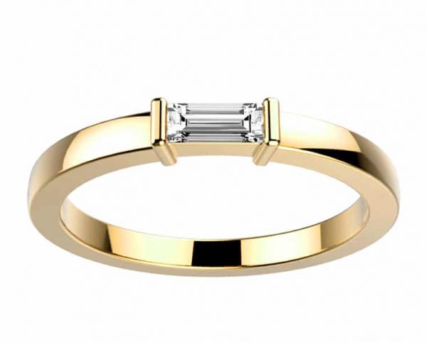 Alliance Diamant baguette 0.15 ct EssentiElle en or jaune sur un anneau droit