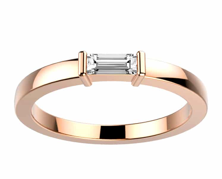 Alliance Diamant baguette 0.15 ct EssentiElle en or rose sur un anneau droit