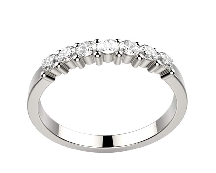 Alliance diamant or blanc Mélusine. 7 diamants 2G