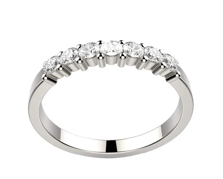 Alliance diamant or blanc Mélusine. 7 diamants 2G