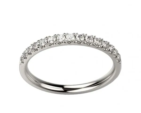 Alliance Diamant femme or blanc Promesse demi-tour