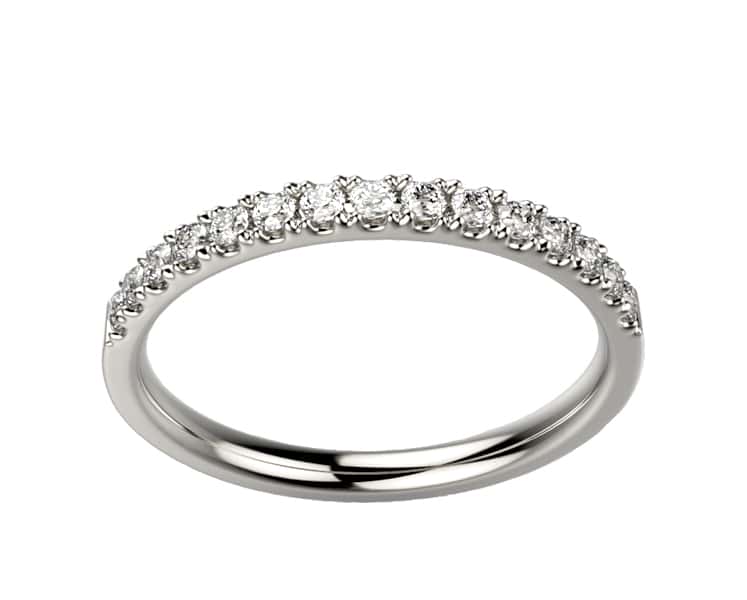 Alliance Diamant femme or blanc Promesse demi-tour