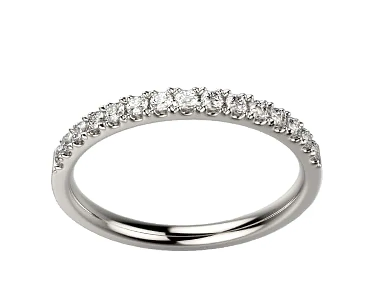 Alliance Diamant femme or blanc Promesse demi-tour