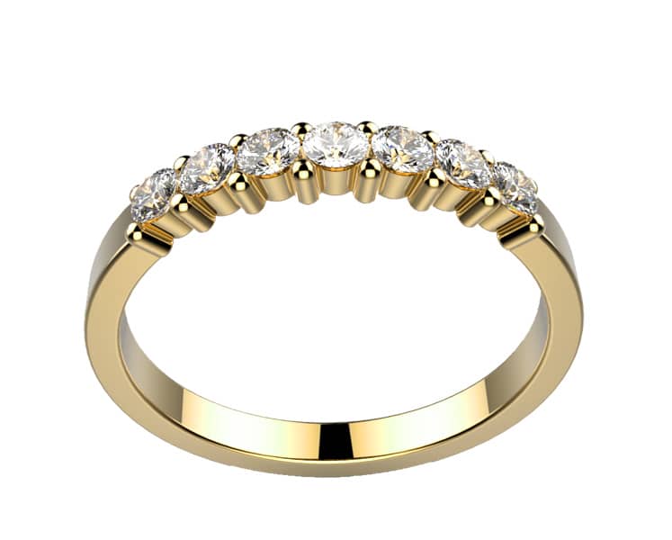 Alliance diamant or jaune Mélusine. 7 diamants 2G
