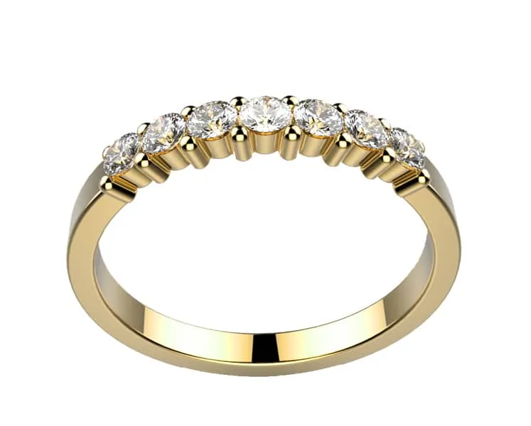 Alliance diamant or jaune Mélusine. 7 diamants 2G