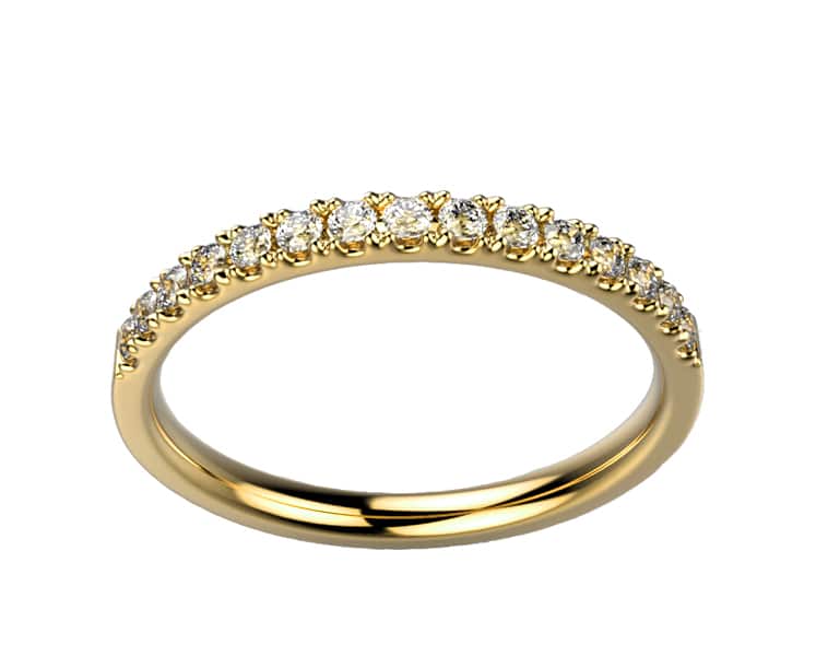 Alliance Diamant femme en or jaune éthique Promesse - alliance 15 diamants demi-tour