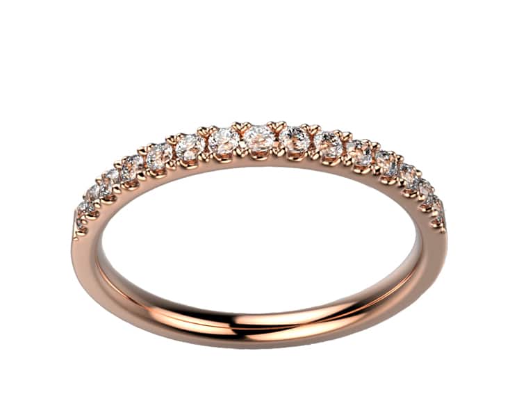 Alliance Diamant femme or rose Promesse 1/2 tour