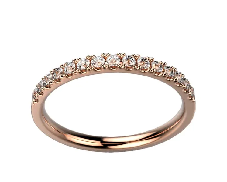 Alliance Diamant femme or rose Promesse 1/2 tour