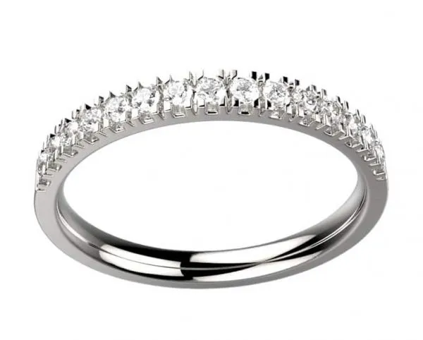 Alliance diamant femme or blanc Ma Première. 17 diamants
