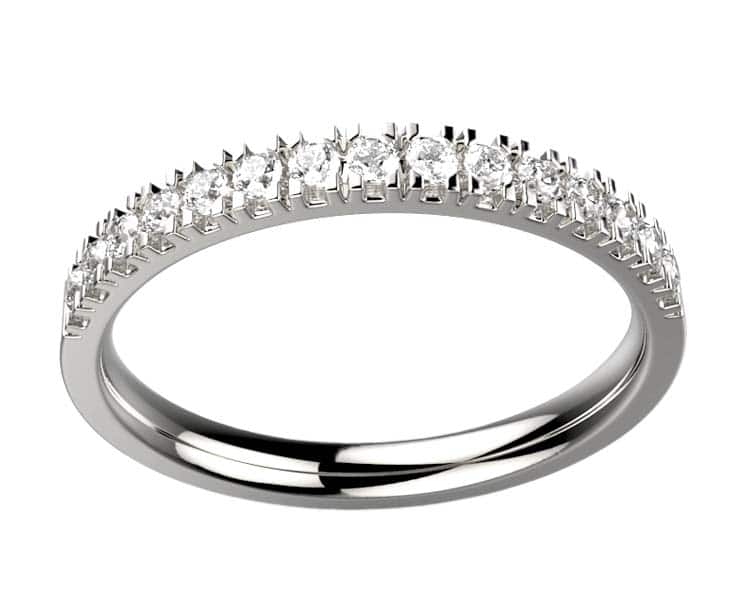 Alliance diamant femme or blanc Ma Première. 17 diamants