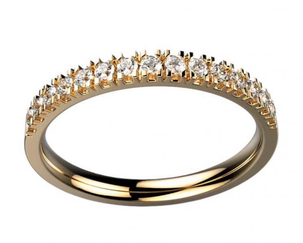 Alliance diamant femme en or rose modèle Ma Première. 17 diamants