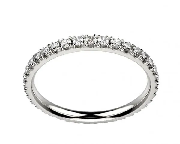 Alliance Diamant femme en or blanc éthique Promesse - alliance tour complet