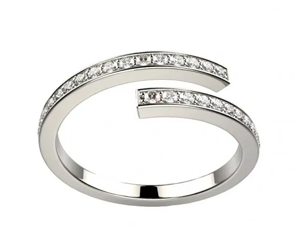 Alliance diamant or blanc Brocéliande spirale