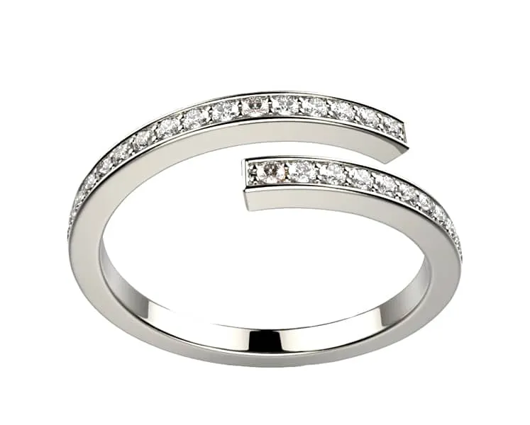 Alliance diamant or blanc Brocéliande spirale