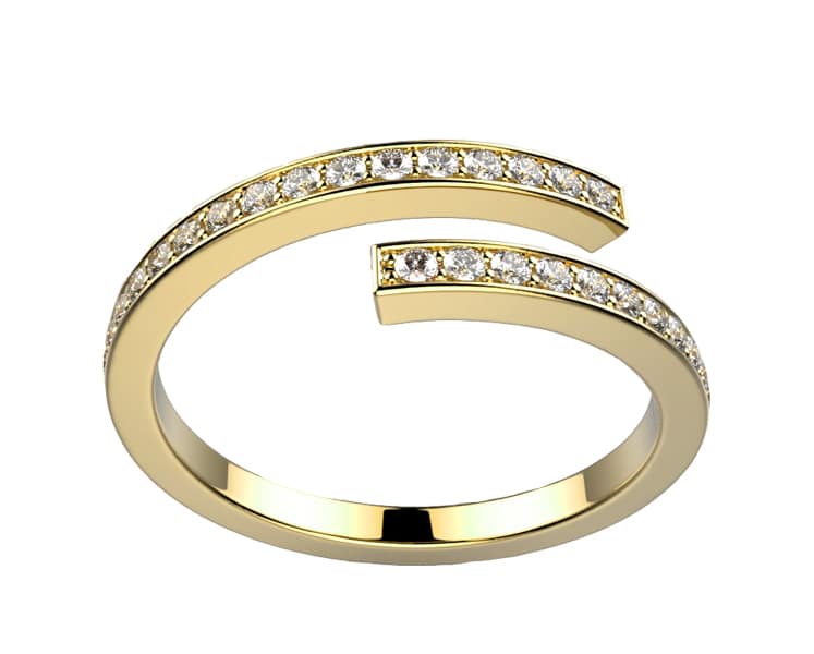 Alliance de mariage diamant Brocéliande spirale or jaune