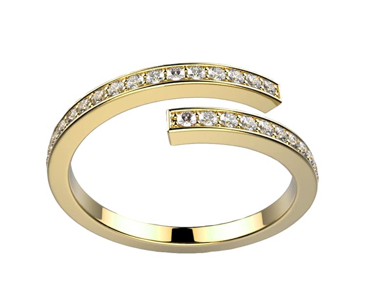 Alliance Diamant or jaune Brocéliande spirale