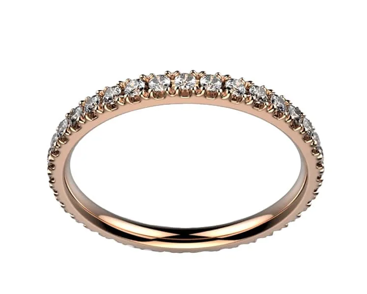 Alliance Diamant femme en or rose éthique Promesse - alliance tour complet