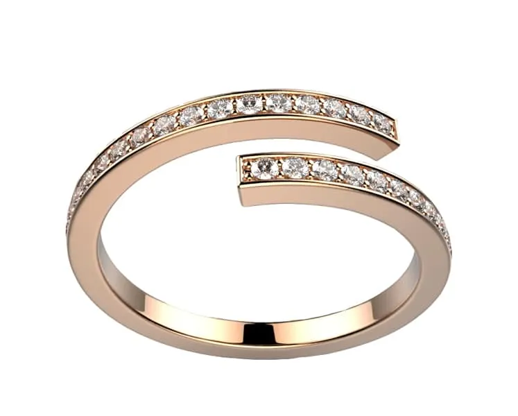 Alliance diamant or rose Brocéliande spirale