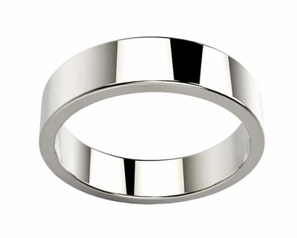 Alliance de mariage Homme en or blanc de forme ruban large Morgan