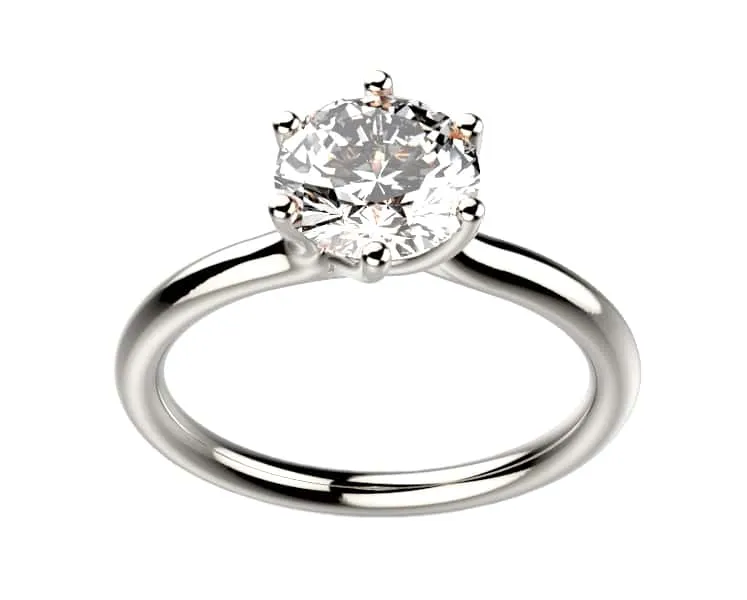 Bague diamant or blanc Clio 6 griffes
