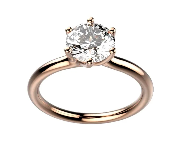 Bague diamant or rose Clio 6 griffes