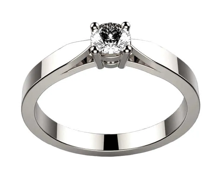 Bague de fiançailles diamant en or blanc. Solitaire serti 4 griffes dès 0.20 ct