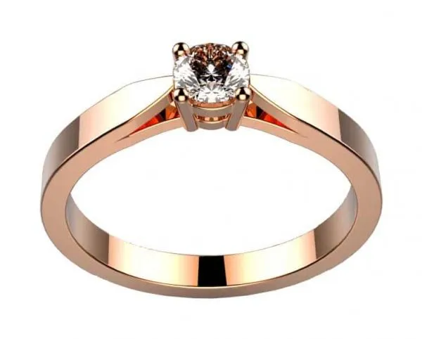 Bague de fiançailles diamant en or rose. Solitaire serti 4 griffes dès 0.20 ct