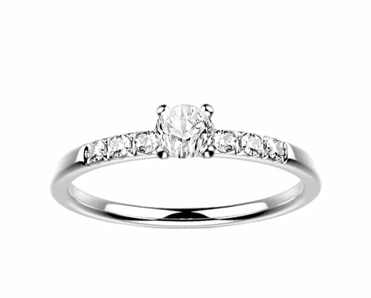 Bague solitaire diamant or blanc pavé candide