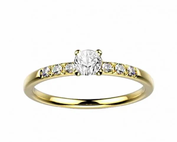 Bague solitaire diamant or jaune pavé candide