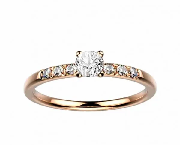 Bague solitaire diamant or rose pavé candide