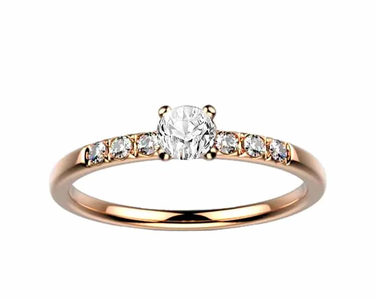 Bague solitaire diamant or rose pavé candide