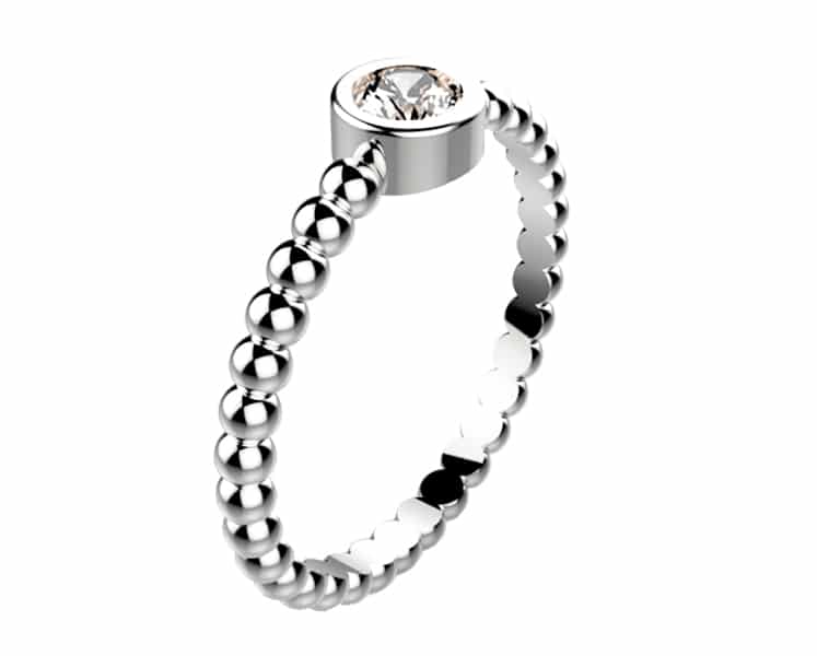 Bague diamant or blanc Comète clos