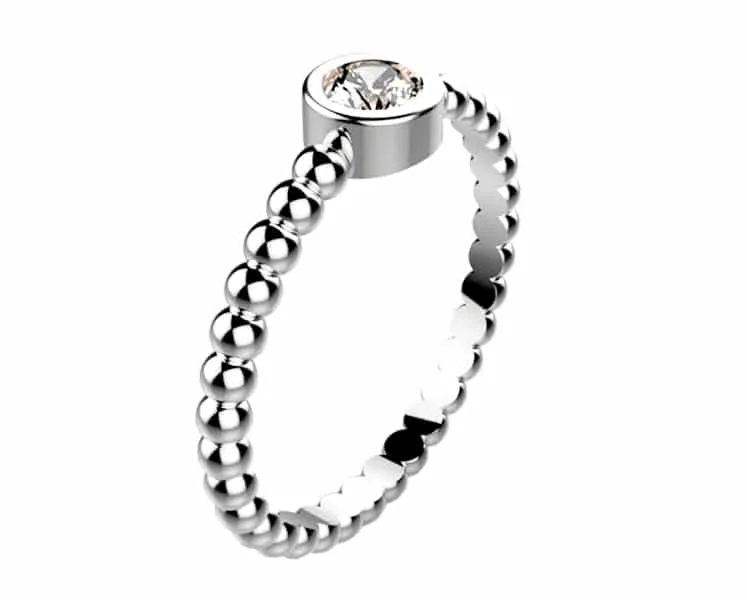 Bague diamant or blanc Comète clos