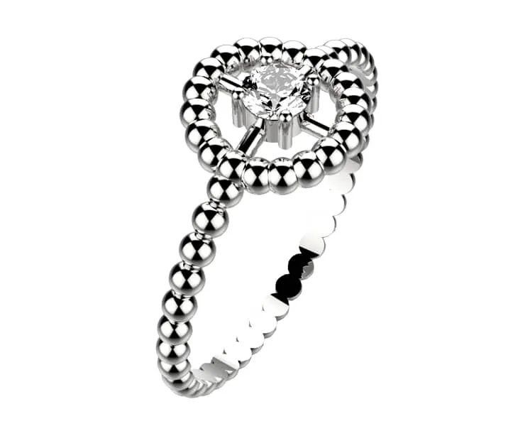 Bague Diamant or blanc Comete halo
