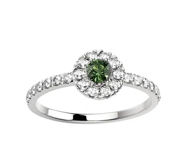 Bague Saphir vert 0.15 ct et Diamant 0.24 ct or blanc Juliet S